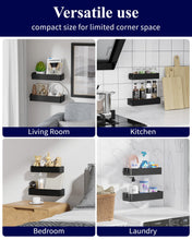 Load image into Gallery viewer, 2 Pack Rustproof Shower Caddy - 2 Shelves, Drill-Free &amp; Quick-Dry Shower Organizer, Rustproof Bathroom Shelves with 4 Hooks, Large, Black