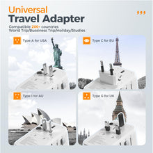 Load image into Gallery viewer, Universal Travel Adapter Worldwide with 2 USB C and 2 USB A Ports, Universal Plug Adaptor UK to World, International Adapter for EU, USA, UK, Australia, Thailand etc. not a Voltage Converter