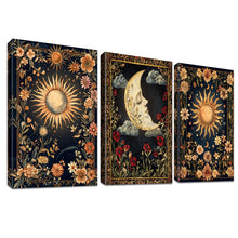 Load image into Gallery viewer, 3 Panels Wooden Framed Navy Blue White Gold Marble Canvas Wall Art Painting on Canvas Print Picture for Living Room Hallway Stairs Bedroom Bathroom Wall Decor Ready To Hang 90x40cm(12&quot;x16&quot;x3pcs)