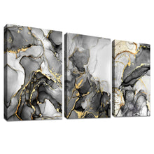 Load image into Gallery viewer, 3 Panels Wooden Framed Navy Blue White Gold Marble Canvas Wall Art Painting on Canvas Print Picture for Living Room Hallway Stairs Bedroom Bathroom Wall Decor Ready To Hang 90x40cm(12&quot;x16&quot;x3pcs)