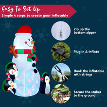 Load image into Gallery viewer, 6 FT Christmas Inflatable Stacked Snowman with Build-in LEDs Blow Up Inflatables for Xmas Party, Home Indoor Outdoor Yard Garden Lawn Winter Décor