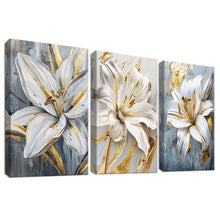 Load image into Gallery viewer, 3 Panels Wooden Framed Navy Blue White Gold Marble Canvas Wall Art Painting on Canvas Print Picture for Living Room Hallway Stairs Bedroom Bathroom Wall Decor Ready To Hang 90x40cm(12&quot;x16&quot;x3pcs)