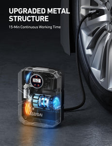 Tyre Inflator Air Compressor 12V DC, Digital Car Tyre Pump 150 PSI, Preset Tyre Pressure & Auto Shutoff, Electric Air Pump for Car Tyres, Bicycles, Other Inflatables (Black&Yellow)