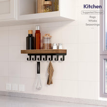 Load image into Gallery viewer, SWTYMIKI Key Holder with Wood Tray and 6 Hooks, Wall Mounted Key Racks, Key Hangers Home Decor Key Rack Mail Organizer for Hallway, Entryway, Bedroom, Mudroom, Office