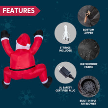 Load image into Gallery viewer, Inflatable Hanging Christmas Decoration, 1.8 m, Climbing Santa Claus with Built-in LED, for Christmas Party, Indoor, Outdoor, Garden, Lawn