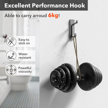 Load image into Gallery viewer, Self Adhesive Hooks, Extra Sticky and Strong, Hanging up to 6KG, Heavy Duty Stick on, No-Nail Hook for Back of Door, Black, 4 Pack