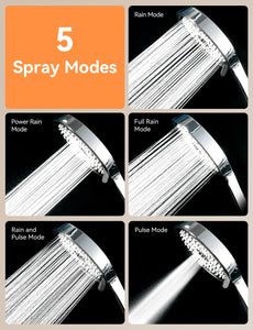 Shower Head, Magichome High Pressure Shower Head with 5 Spray Modes, Turbocharged Design Powerful Shower Heads for Low Water Pressure