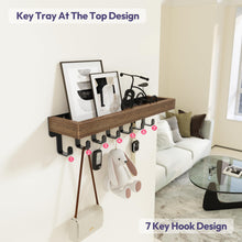 Load image into Gallery viewer, SWTYMIKI Key Holder with Wood Tray and 6 Hooks, Wall Mounted Key Racks, Key Hangers Home Decor Key Rack Mail Organizer for Hallway, Entryway, Bedroom, Mudroom, Office