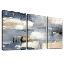 Load image into Gallery viewer, 3 Panels Wooden Framed Navy Blue White Gold Marble Canvas Wall Art Painting on Canvas Print Picture for Living Room Hallway Stairs Bedroom Bathroom Wall Decor Ready To Hang 90x40cm(12&quot;x16&quot;x3pcs)