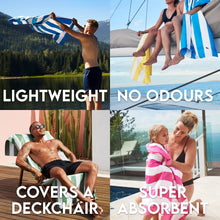 Load image into Gallery viewer, Beach Towel - Quick Dry, Sand Free - Compact, Lightweight - 100% Recycled - Includes Bag - Cabana - Whitsunday Blue - Large (160x90cm, 63x35)
