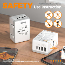 Load image into Gallery viewer, Universal Travel Adapter Worldwide with 2 USB C and 2 USB A Ports, Universal Plug Adaptor UK to World, International Adapter for EU, USA, UK, Australia, Thailand etc. not a Voltage Converter
