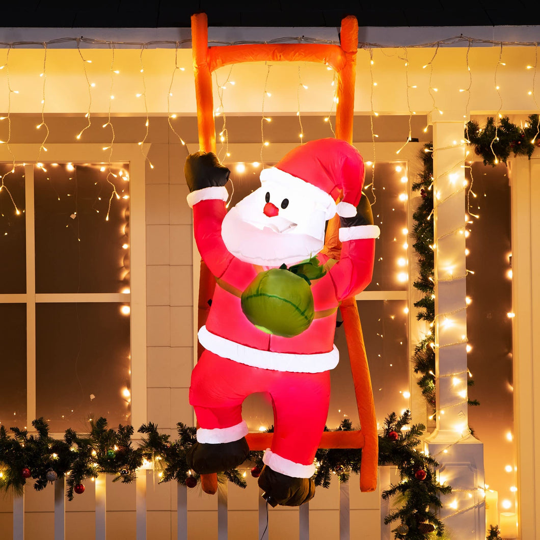 Inflatable Hanging Christmas Decoration, 1.8 m, Climbing Santa Claus with Built-in LED, for Christmas Party, Indoor, Outdoor, Garden, Lawn