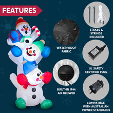Load image into Gallery viewer, 6 FT Christmas Inflatable Stacked Snowman with Build-in LEDs Blow Up Inflatables for Xmas Party, Home Indoor Outdoor Yard Garden Lawn Winter Décor