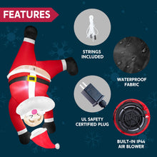 Load image into Gallery viewer, Inflatable Hanging Christmas Decoration, 1.8 m, Climbing Santa Claus with Built-in LED, for Christmas Party, Indoor, Outdoor, Garden, Lawn