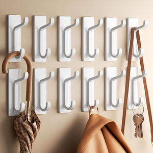 Self Adhesive Hooks, Extra Sticky and Strong, Hanging up to 6KG, Heavy Duty Stick on, No-Nail Hook for Back of Door, Black, 4 Pack