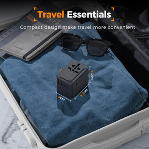 Universal Travel Adapter Worldwide with 2 USB C and 2 USB A Ports, Universal Plug Adaptor UK to World, International Adapter for EU, USA, UK, Australia, Thailand etc. not a Voltage Converter