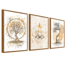 Load image into Gallery viewer, 3 Panels Wooden Framed Navy Blue White Gold Marble Canvas Wall Art Painting on Canvas Print Picture for Living Room Hallway Stairs Bedroom Bathroom Wall Decor Ready To Hang 90x40cm(12&quot;x16&quot;x3pcs)