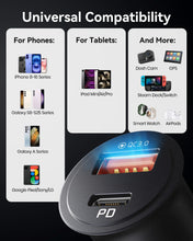 Load image into Gallery viewer, Car Charger, Cigarette Lighter USB Charger Total 60W [USB C 30W+USB A 30W] 12V USB Socket, PD3.0 Fast Charge Car Phone Charger Metal Adapter for iPhone 16 15 14 13 12 Pro Max iPad Samsung Google