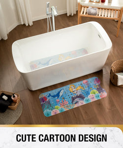 Non Slip Bath Mat for Tub, 101 x 40cm Extra Long Shower Mat Anti Mould, Machine Washable Bathroom Bathtub Mat with Suction Cups and Drain Holes, Soft on Feet, Clear