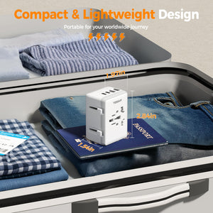 Universal Travel Adapter Worldwide with 2 USB C and 2 USB A Ports, Universal Plug Adaptor UK to World, International Adapter for EU, USA, UK, Australia, Thailand etc. not a Voltage Converter