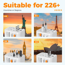 Load image into Gallery viewer, Universal Travel Adapter Worldwide with 2 USB C and 2 USB A Ports, Universal Plug Adaptor UK to World, International Adapter for EU, USA, UK, Australia, Thailand etc. not a Voltage Converter