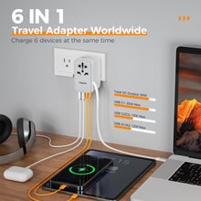 Load image into Gallery viewer, Universal Travel Adapter Worldwide with 2 USB C and 2 USB A Ports, Universal Plug Adaptor UK to World, International Adapter for EU, USA, UK, Australia, Thailand etc. not a Voltage Converter