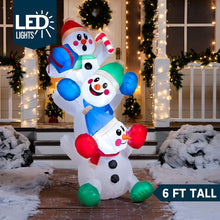 Load image into Gallery viewer, 6 FT Christmas Inflatable Stacked Snowman with Build-in LEDs Blow Up Inflatables for Xmas Party, Home Indoor Outdoor Yard Garden Lawn Winter Décor