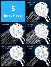 Load image into Gallery viewer, Shower Head, Magichome High Pressure Shower Head with 5 Spray Modes, Turbocharged Design Powerful Shower Heads for Low Water Pressure