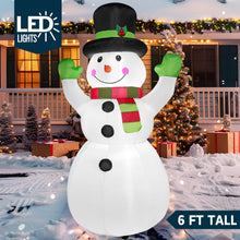 Load image into Gallery viewer, 6 FT Christmas Inflatable Stacked Snowman with Build-in LEDs Blow Up Inflatables for Xmas Party, Home Indoor Outdoor Yard Garden Lawn Winter Décor
