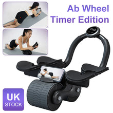 Load image into Gallery viewer, 2-Wheel Ab Roller with Elbow Support Auto Rebound Abdominal Trainer Anti-Slip Handle &amp; Counter Display for Core Workout