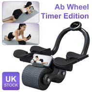 2-Wheel Ab Roller with Elbow Support Auto Rebound Abdominal Trainer Anti-Slip Handle & Counter Display for Core Workout