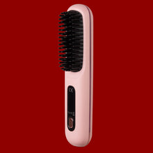 Load image into Gallery viewer, Electric Hair Straightener Brush Portable Fast Heating USB Rechargeable Negative Lons Professional Fashion Straightening Comb