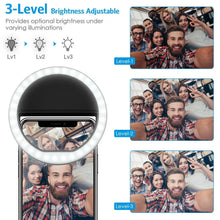 Load image into Gallery viewer, USB Charge Led Selfie Ring Light LED Selfie Fill Light Mobile Phone Live Broadcast Video LED Selfie Ring Lamp For All Smartphone