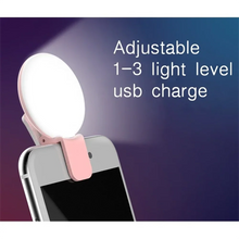 Load image into Gallery viewer, Mini Selfie Ring Light Portable LED Lamp USB Charging Photography Clip Ring Light Universal Mobile Phone Live Video Beauty Lamp