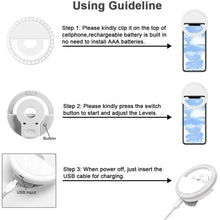 Load image into Gallery viewer, USB Charge Led Selfie Ring Light LED Selfie Fill Light Mobile Phone Live Broadcast Video LED Selfie Ring Lamp For All Smartphone