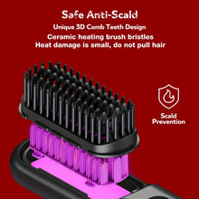 Load image into Gallery viewer, Electric Hair Straightener Brush Portable Fast Heating USB Rechargeable Negative Lons Professional Fashion Straightening Comb