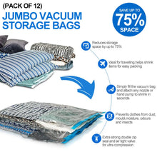 Load image into Gallery viewer, 12pcs Vacuum Storage Bags With Valve Folding Compressed Space Saving Clothes Storage Big Size For Towel Cloth Blanket