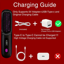 Load image into Gallery viewer, Electric Hair Straightener Brush Portable Fast Heating USB Rechargeable Negative Lons Professional Fashion Straightening Comb