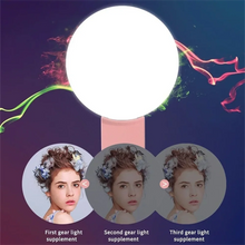 Load image into Gallery viewer, Mini Selfie Ring Light Portable LED Lamp USB Charging Photography Clip Ring Light Universal Mobile Phone Live Video Beauty Lamp