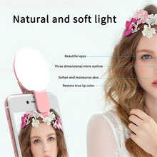 Load image into Gallery viewer, Mini Selfie Ring Light Portable LED Lamp USB Charging Photography Clip Ring Light Universal Mobile Phone Live Video Beauty Lamp