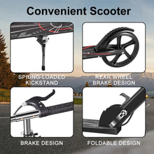 Load image into Gallery viewer, Foldable Commuter Scooter with Adjustable Handle Height Black Frame Rear Brake and Suspension for Kids Ages 6-12 And Adults