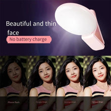 Load image into Gallery viewer, Mini Selfie Ring Light Portable LED Lamp USB Charging Photography Clip Ring Light Universal Mobile Phone Live Video Beauty Lamp