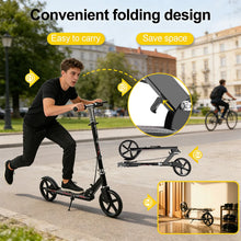 Load image into Gallery viewer, Foldable Commuter Scooter with Adjustable Handle Height Black Frame Rear Brake and Suspension for Kids Ages 6-12 And Adults