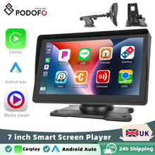 Load image into Gallery viewer, Podofo 7'' Wireless Carplay Android auto Monitor Car MP5 Player For Universal Bluetooth FM Radio Receiver TF/USB Rear View