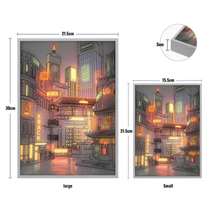 Anime LED Night Light: Cityscape Painting for Romantic Home Decor