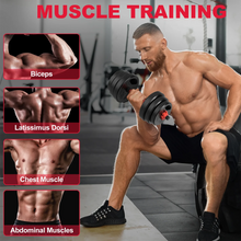 Load image into Gallery viewer, 3-in-1 Dumbbells Set 20 kg Adjustable Dumbbells with Extra Barbell Bar Plastic-Coated Weight Plates Fitness Exercise Home Gym