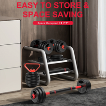 Load image into Gallery viewer, 3-in-1 Dumbbells Set 20 kg Adjustable Dumbbells with Extra Barbell Bar Plastic-Coated Weight Plates Fitness Exercise Home Gym