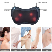 Load image into Gallery viewer, 6 Head Shoulder Neck Massager infrared Heat Compress For Waist Massage Four-button kneading for Car and Home Gifts for Parents