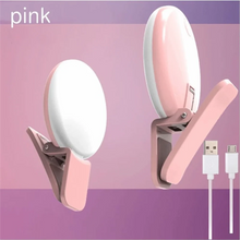 Load image into Gallery viewer, Mini Selfie Ring Light Portable LED Lamp USB Charging Photography Clip Ring Light Universal Mobile Phone Live Video Beauty Lamp