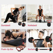 Load image into Gallery viewer, 3-in-1 Dumbbells Set 20 kg Adjustable Dumbbells with Extra Barbell Bar Plastic-Coated Weight Plates Fitness Exercise Home Gym
